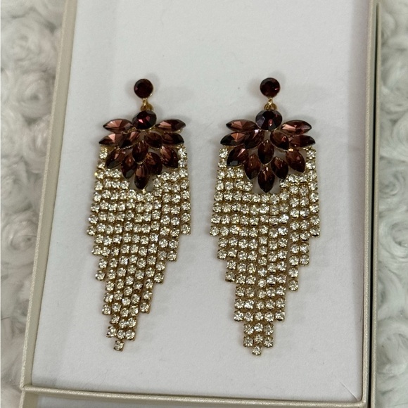 Elegant Gold and Brown Chandelier Earrings - Picture 1 of 4